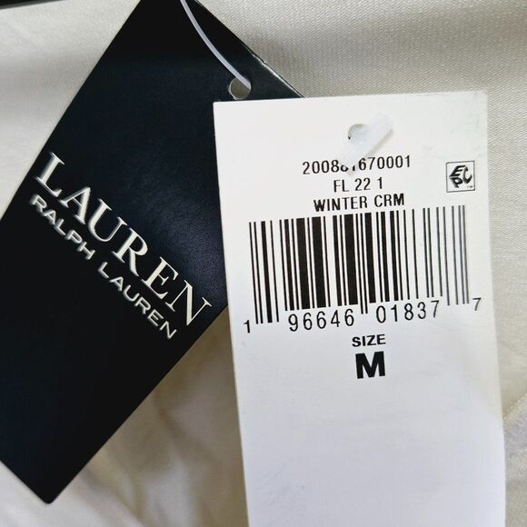 NWT LAUREN RALPH LAUREN JERSEY PEPLUM BELTED SIDE TIE BLOUSE/TOP CREAM M $98 - Picture 7 of 9